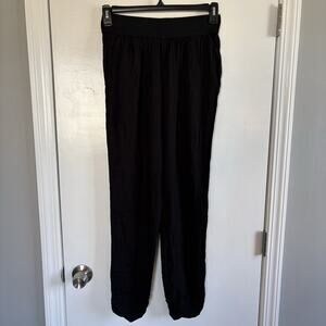 Love Ady New Black Elastic Waist Pull On Pants Ruching at Ankle Sz Medium Rayon